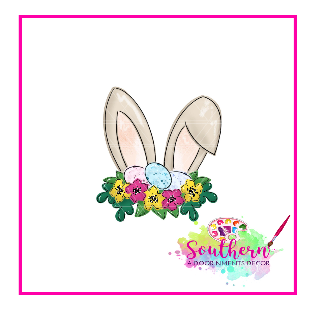 Rabbit Ears with Floral Egg Crown Template & Digital Cut File