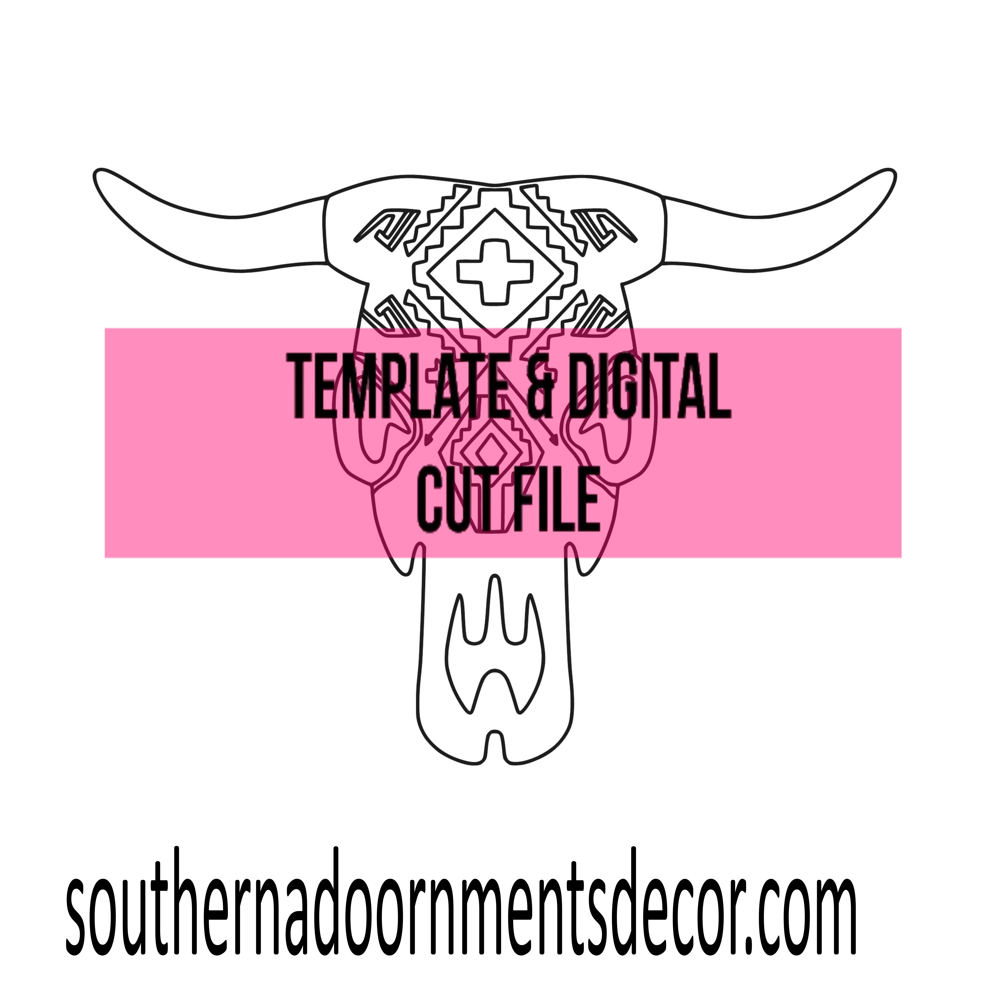 Santa Fe Cow Skull Template & Digital Cut File