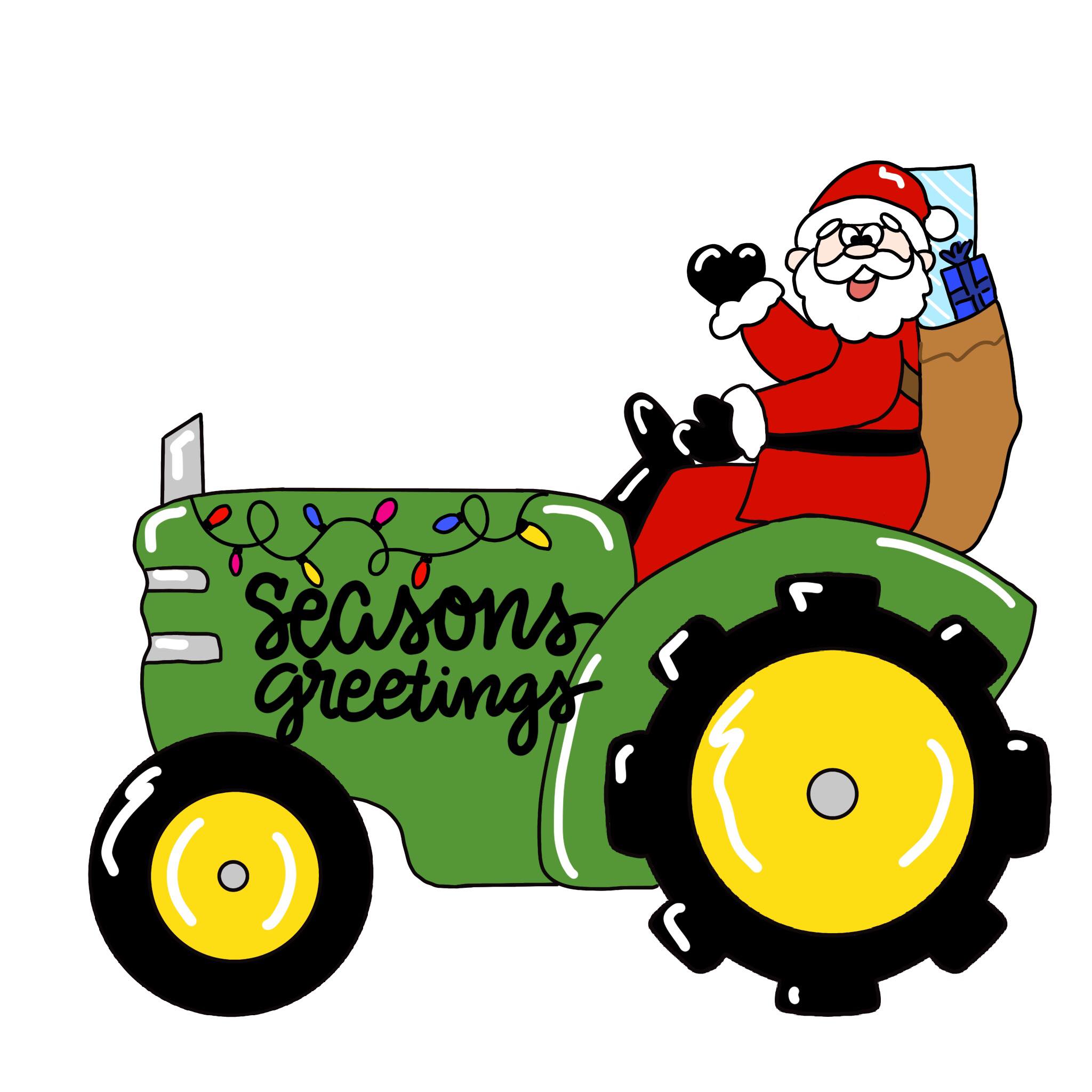 Santa on Tractor Template & Digital Cut File