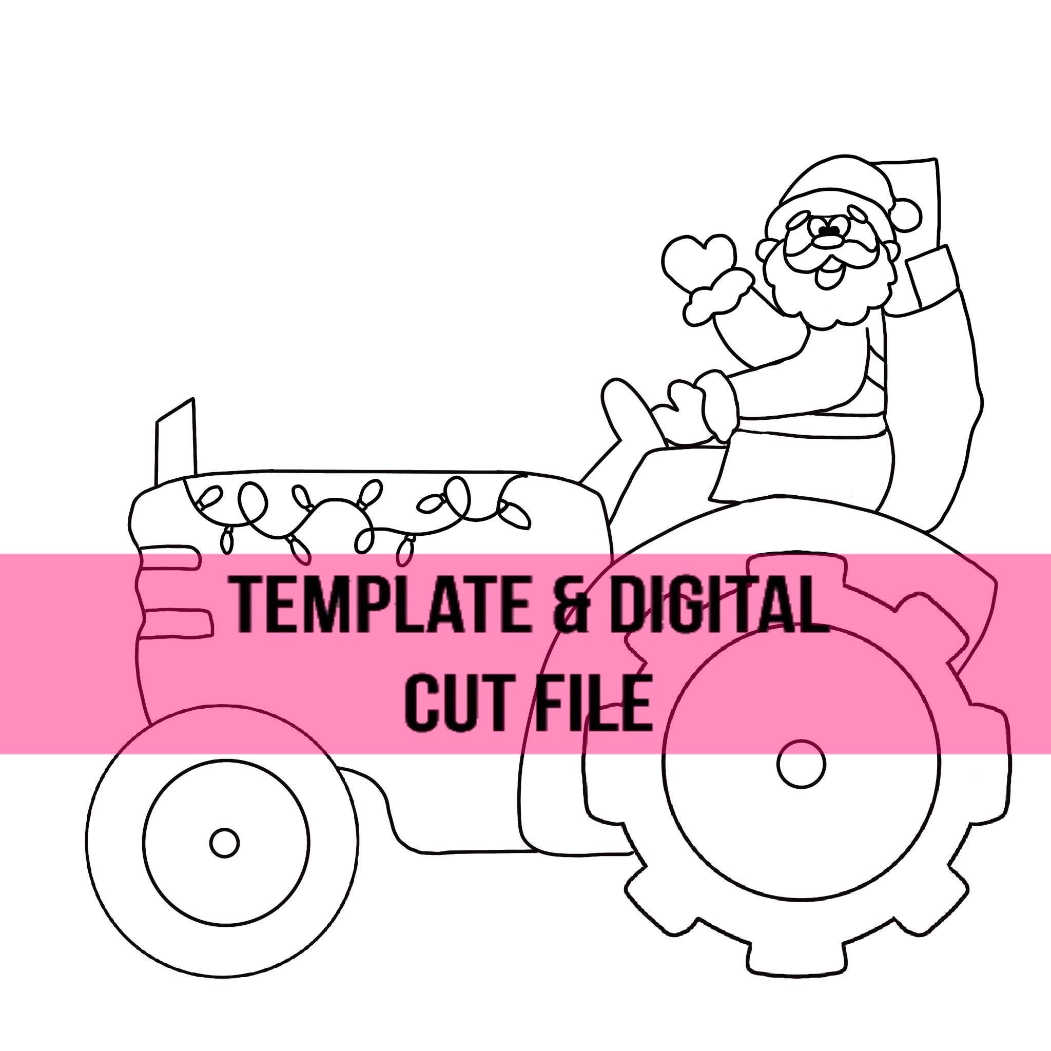 Santa on Tractor Template & Digital Cut File