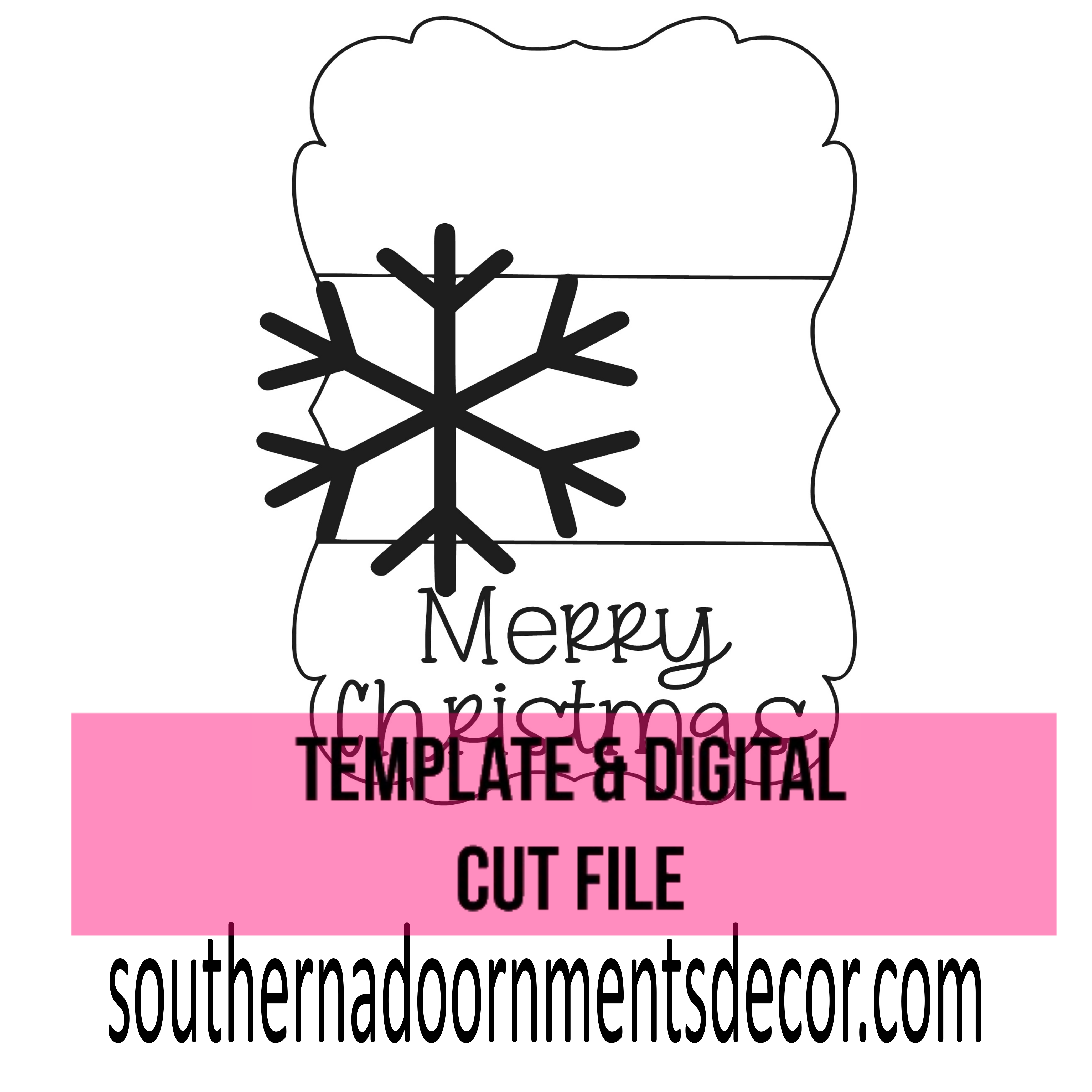 Snowflake Merry Christmas Template & Digital Cut File