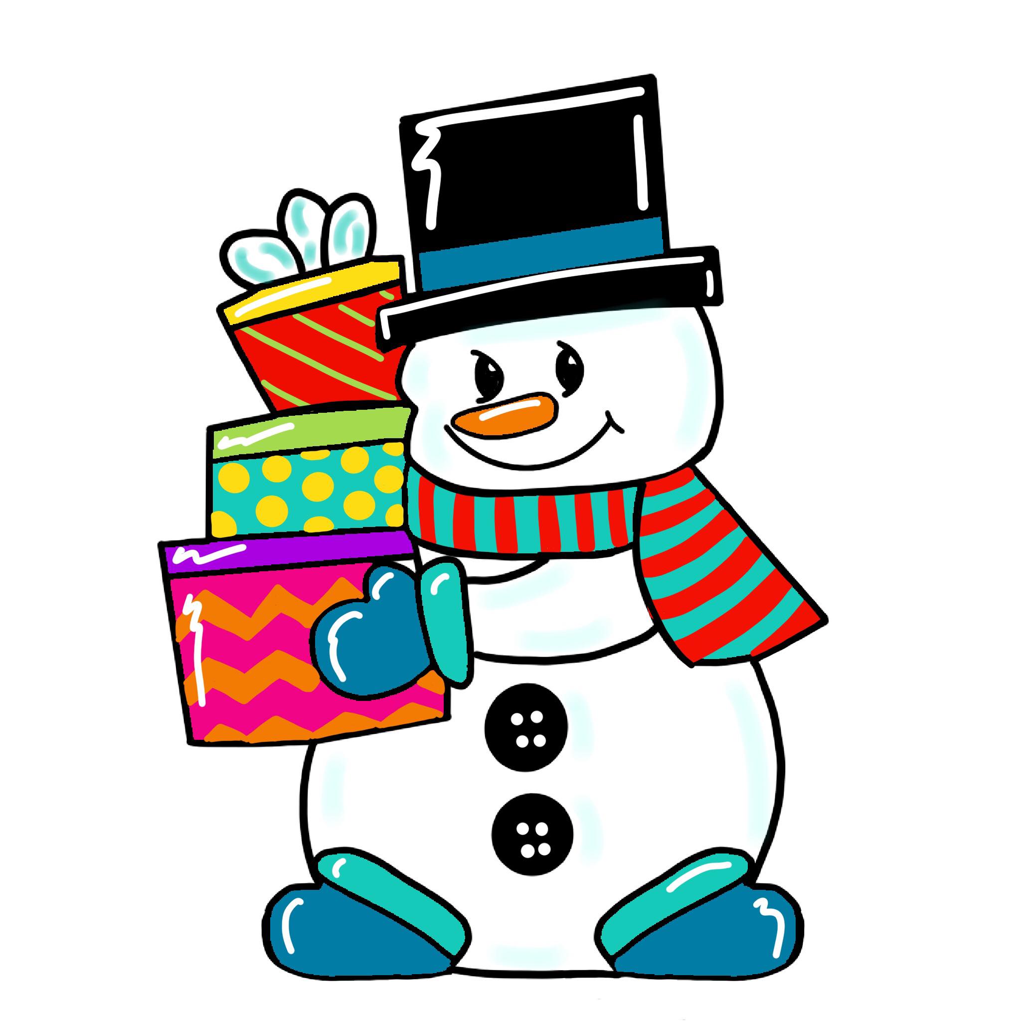 Snowman with Presents Wooden Blank