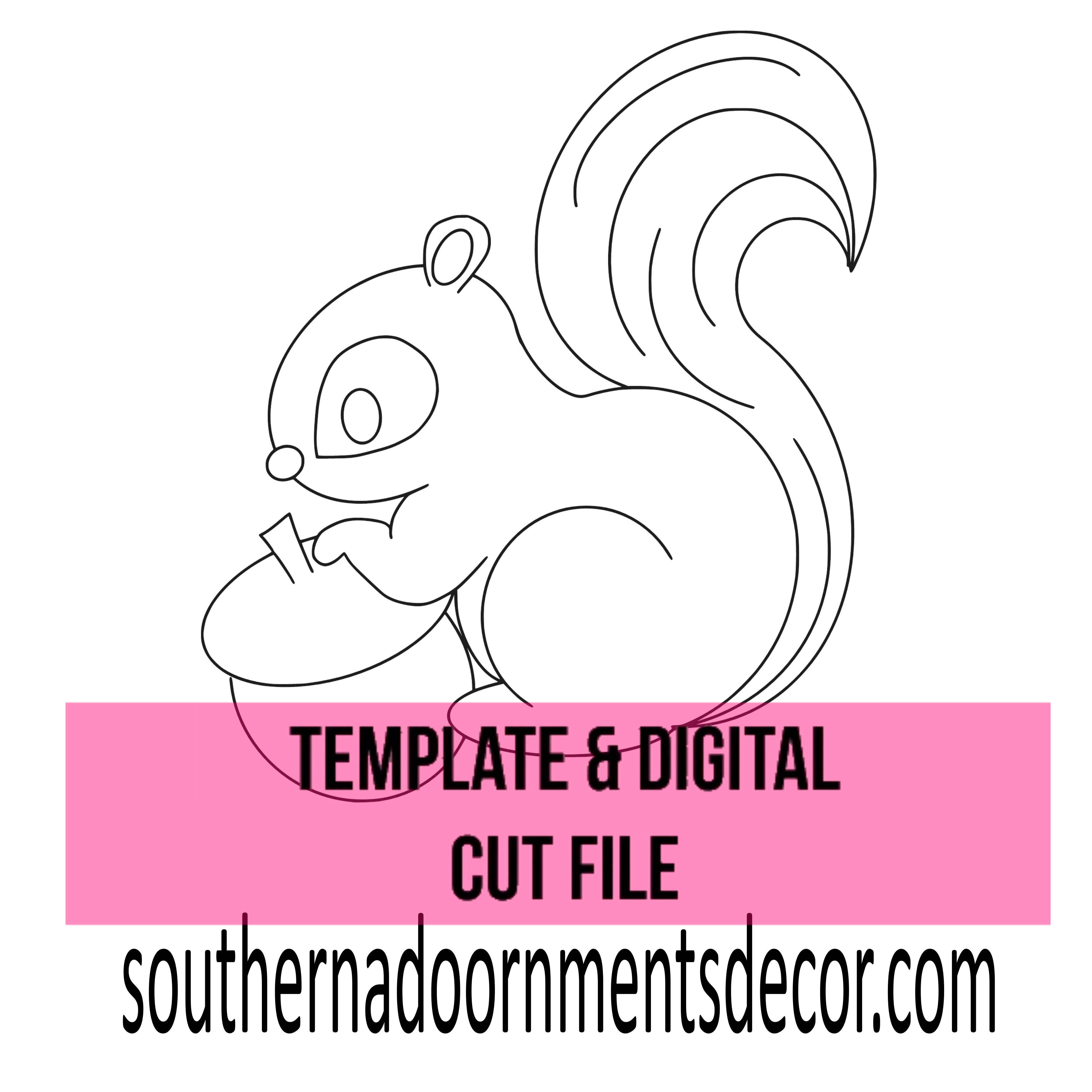 Squirrel with Acorn Template & Digital Cut File