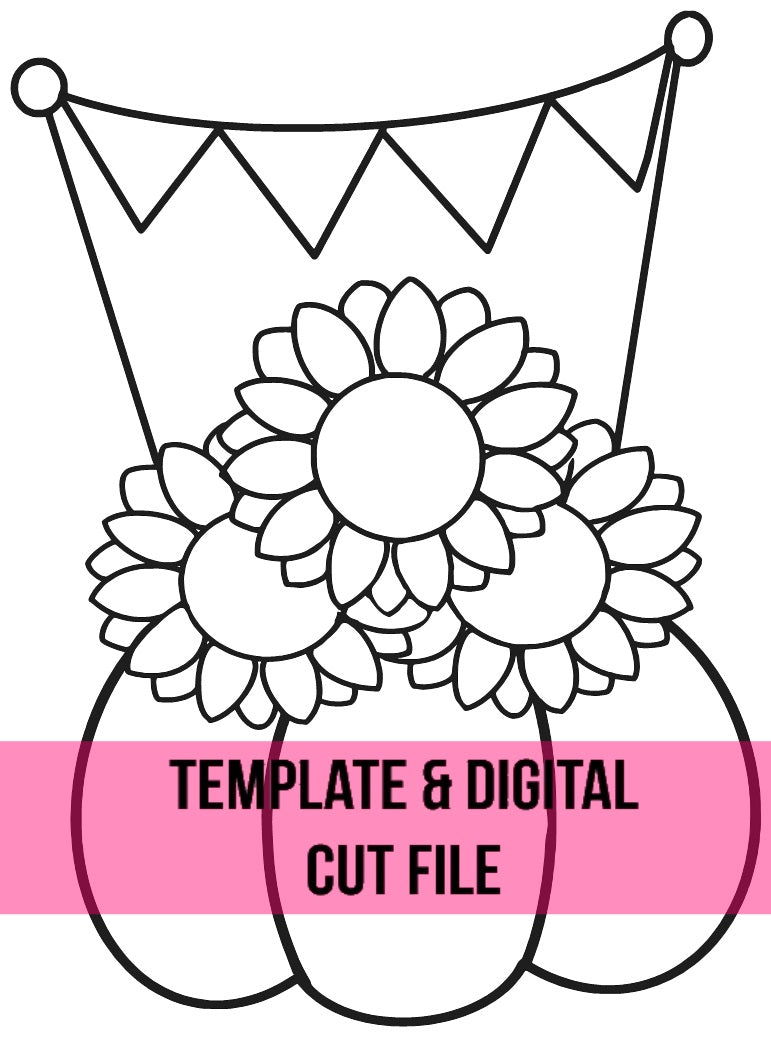 Sunflower in Pumpkins Template & Digital Cut File