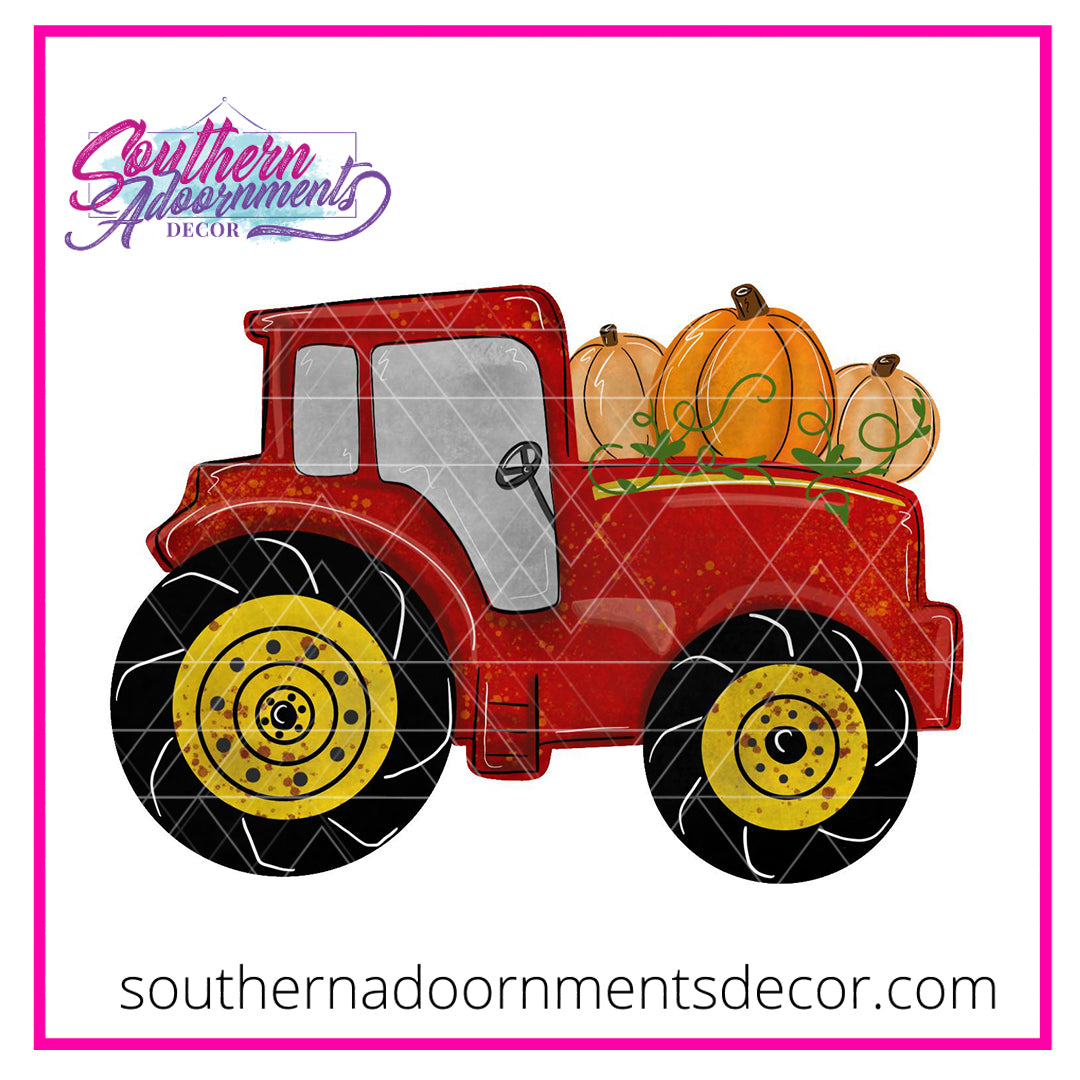 Tractor with Pumpkins BLANK