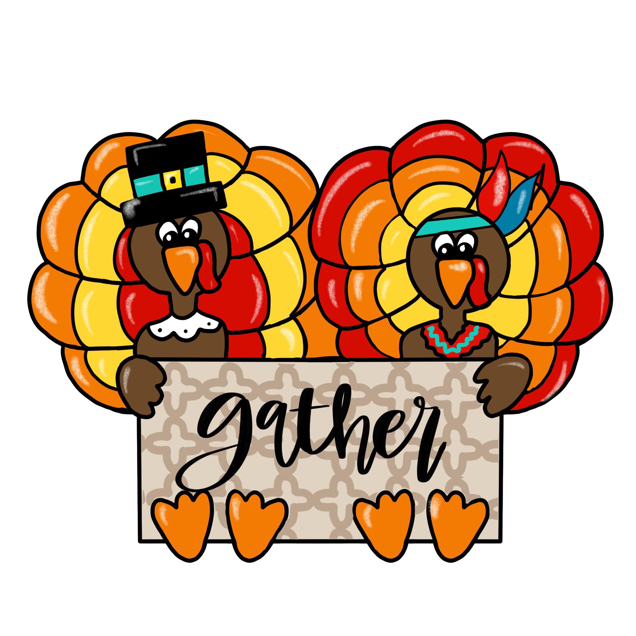 Turkey's with Sign Template & Digital Cut File