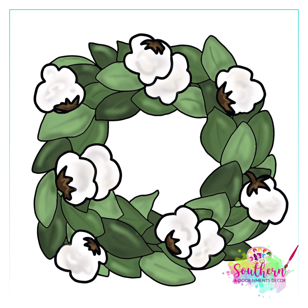 Cotton Magnolia Wreath Template & Digital Cut File