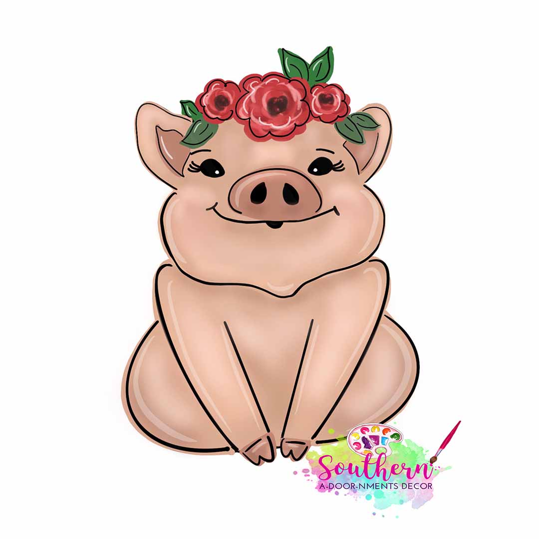 Floral Pig Template & Digital Cut File