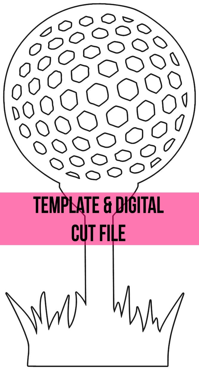 Golf Tee with grass Template & Digital Cut File