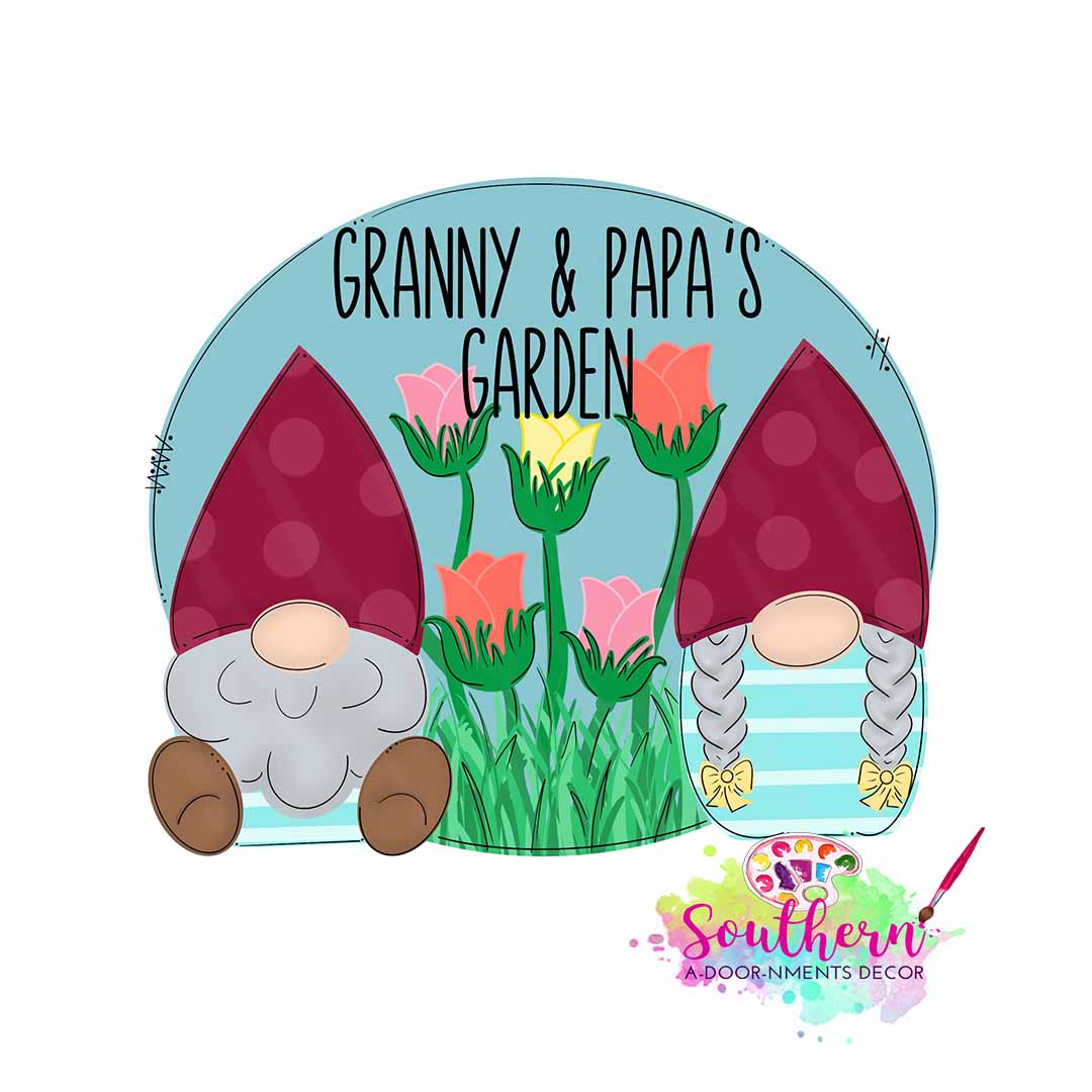Granny & Papa's Gnome Garden Wood Cut Out Blank