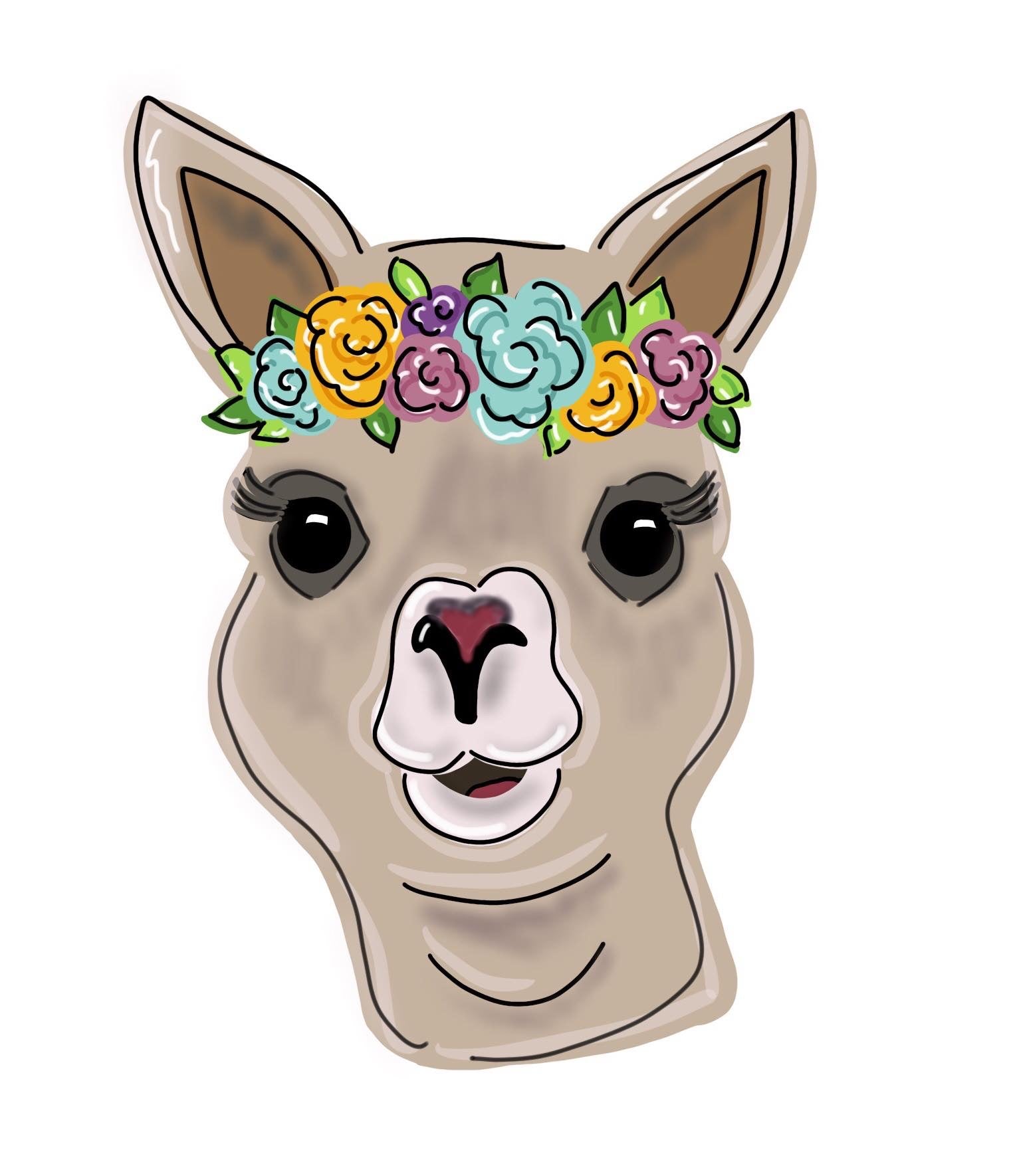Floral Llama Template & Digital Cut File