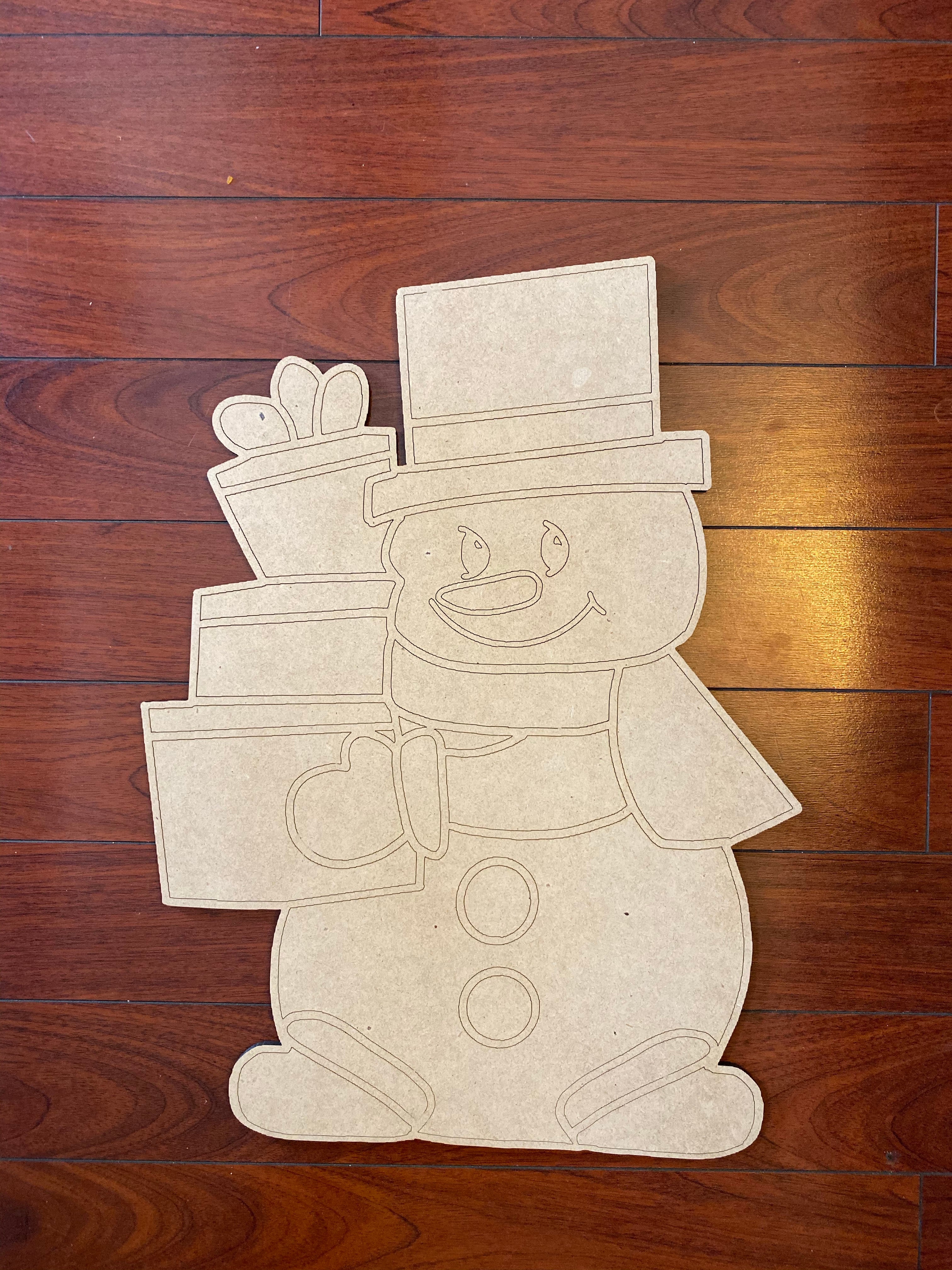 Snowman with Presents Wooden Blank