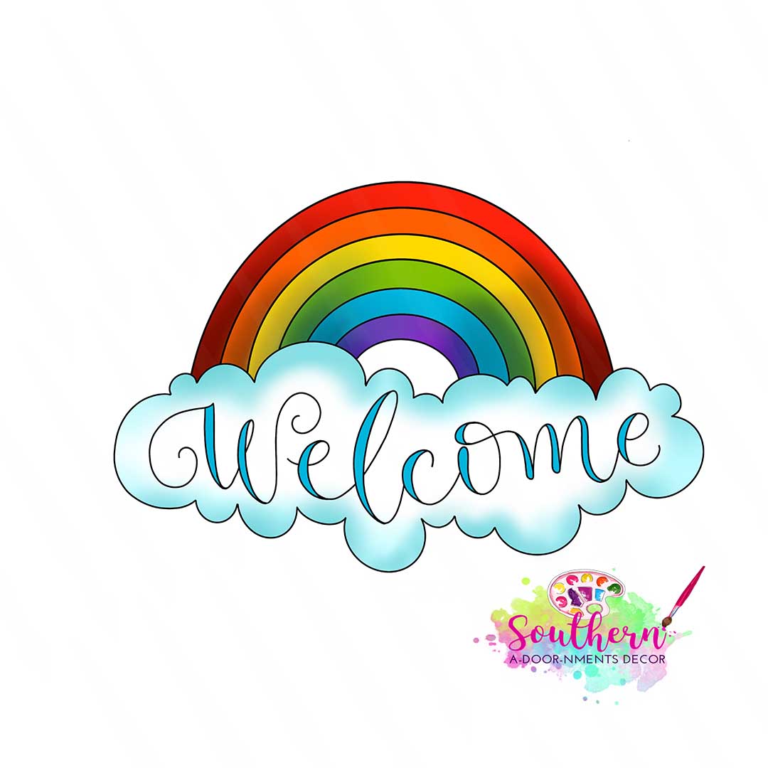 Welcome Rainbow Wooden Blank