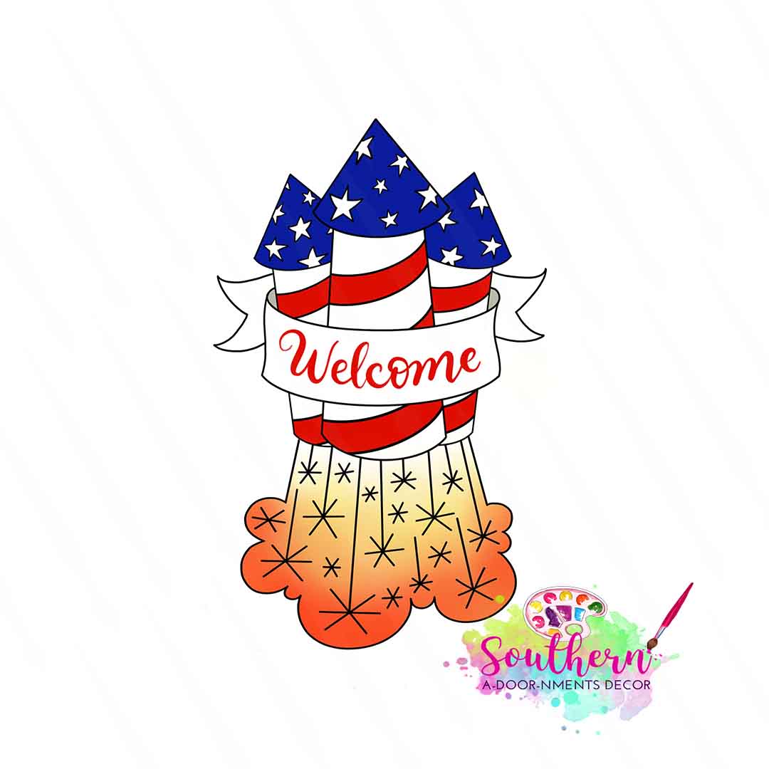 Welcome Rockets Wooden Blank